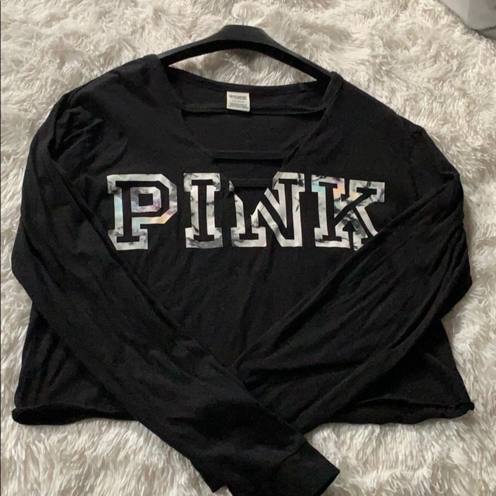 Pink long sleeve CROP TOP